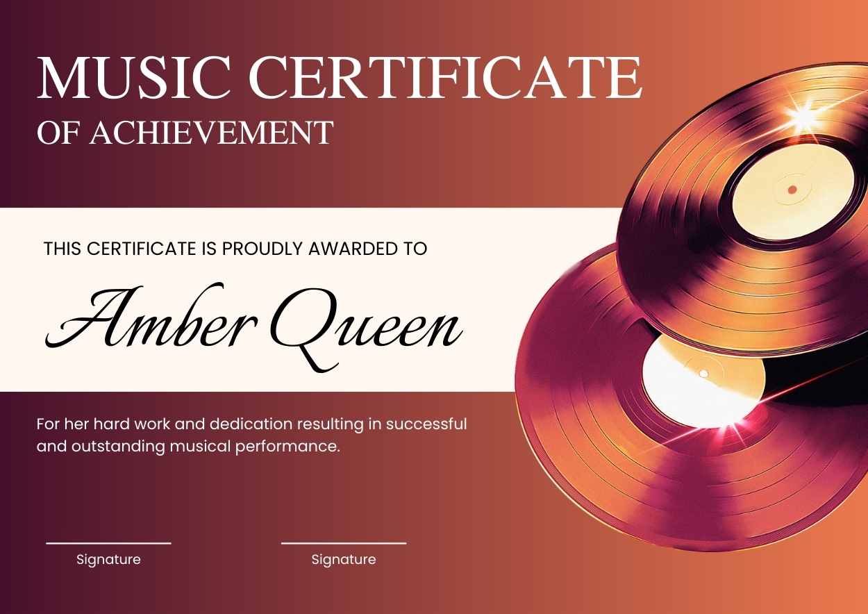 Illustrated Music Certificate - slide 1