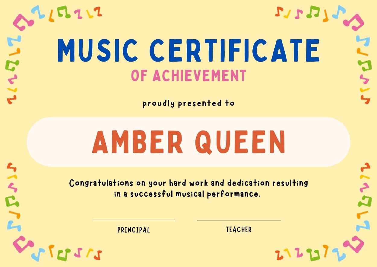 Illustrated Music Certificate - slide 3