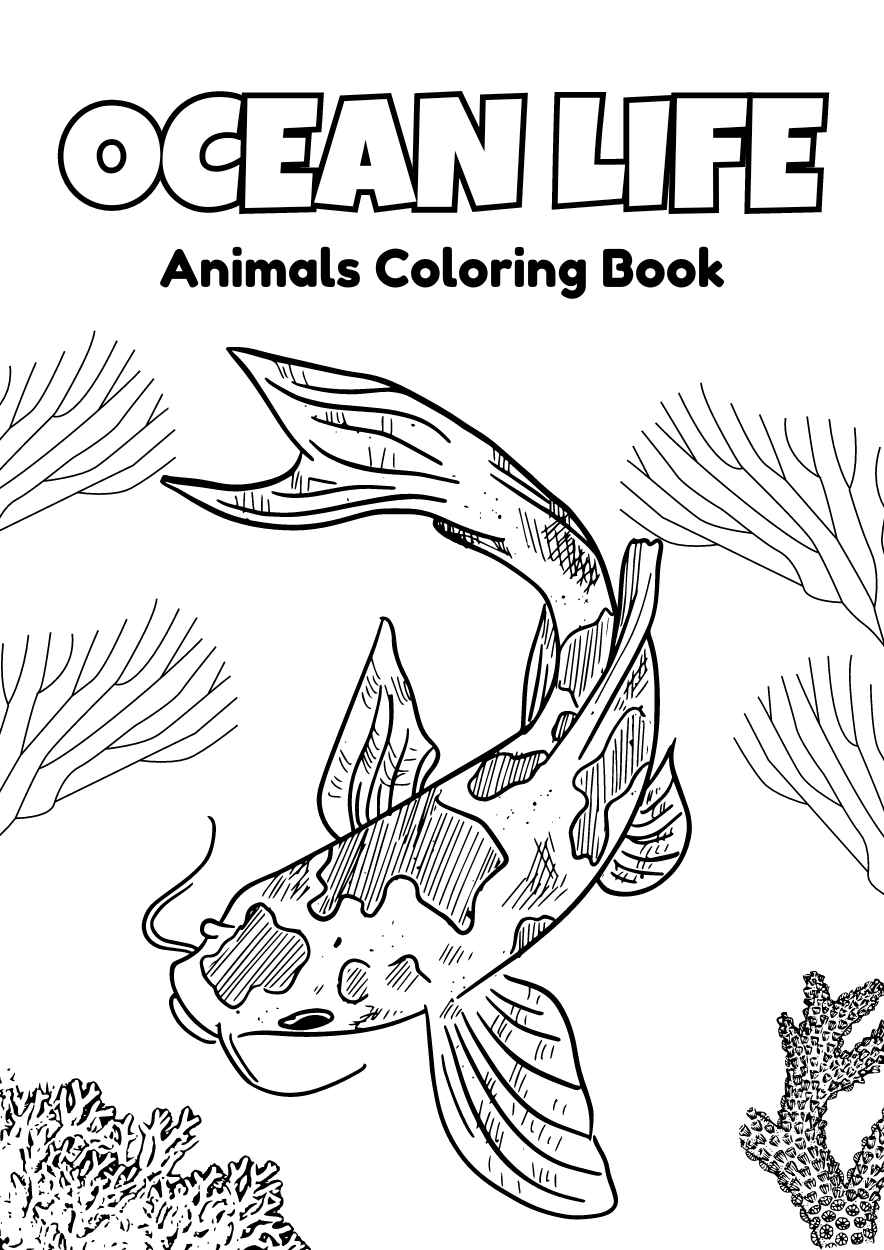 Illustrated Oceans Life Animals Coloring Worksheet - slide 1