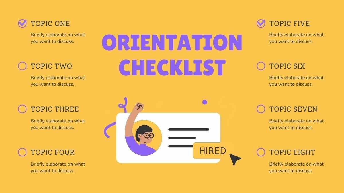 Illustrated Orientation Checklist Infographic - slide 5