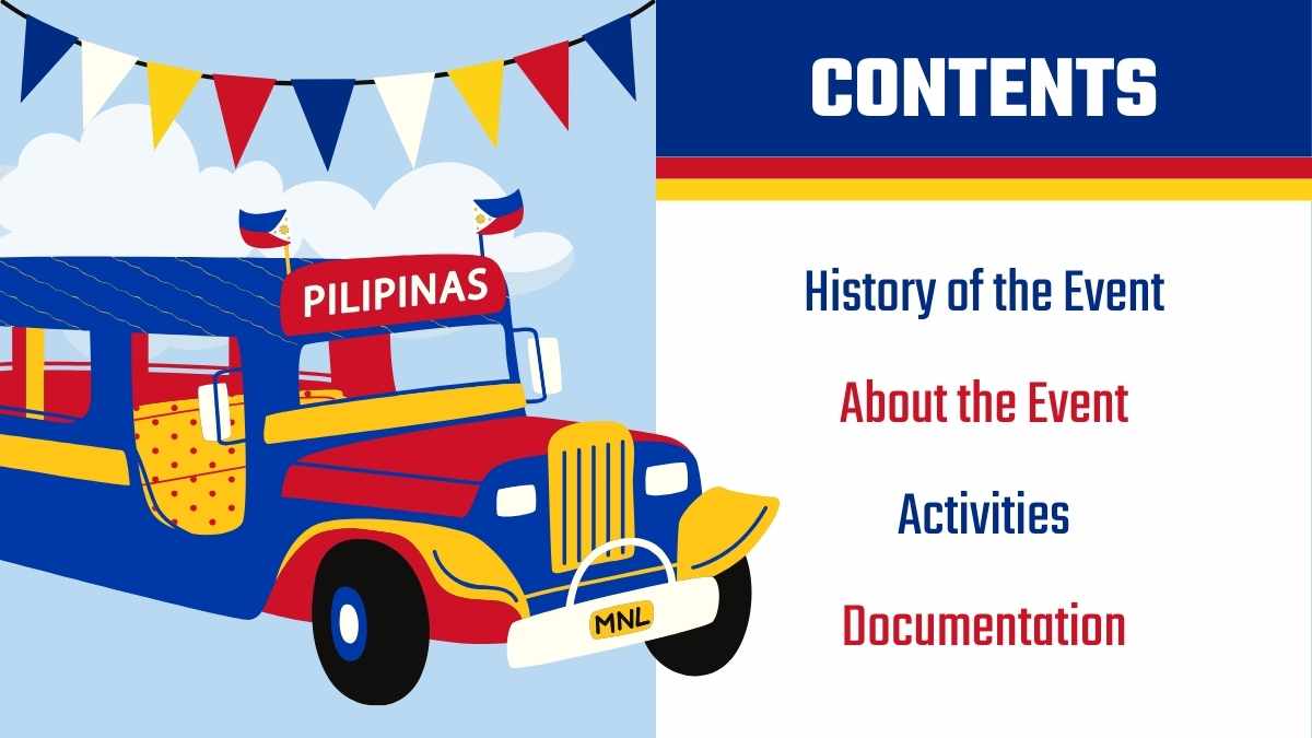 Slides Ilustrados do Dia da Independência das Filipinas - deslizar 3