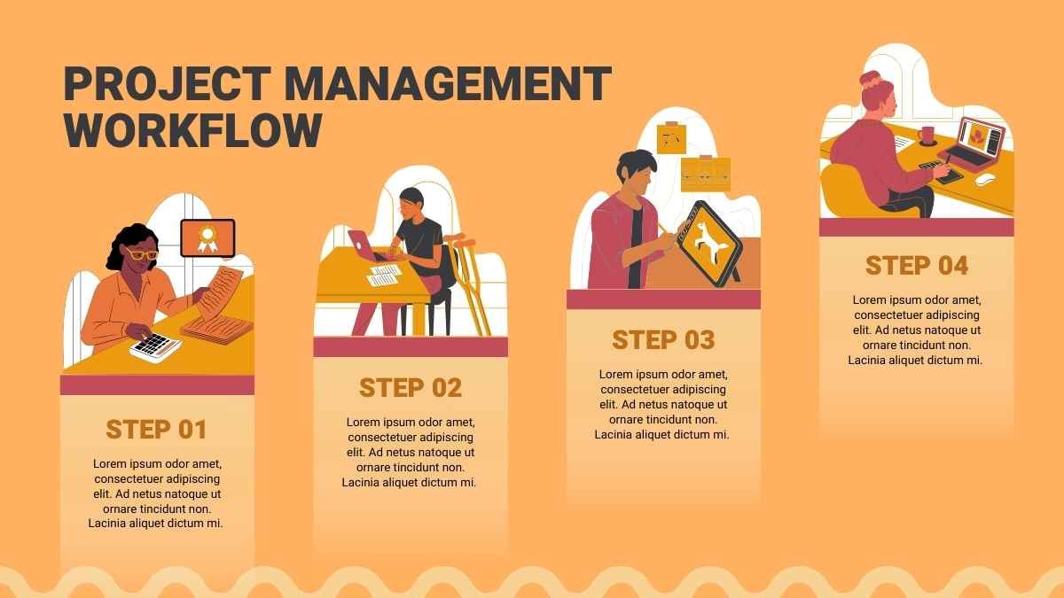 Illustrated Project Management Workflow Infographic - slide 1