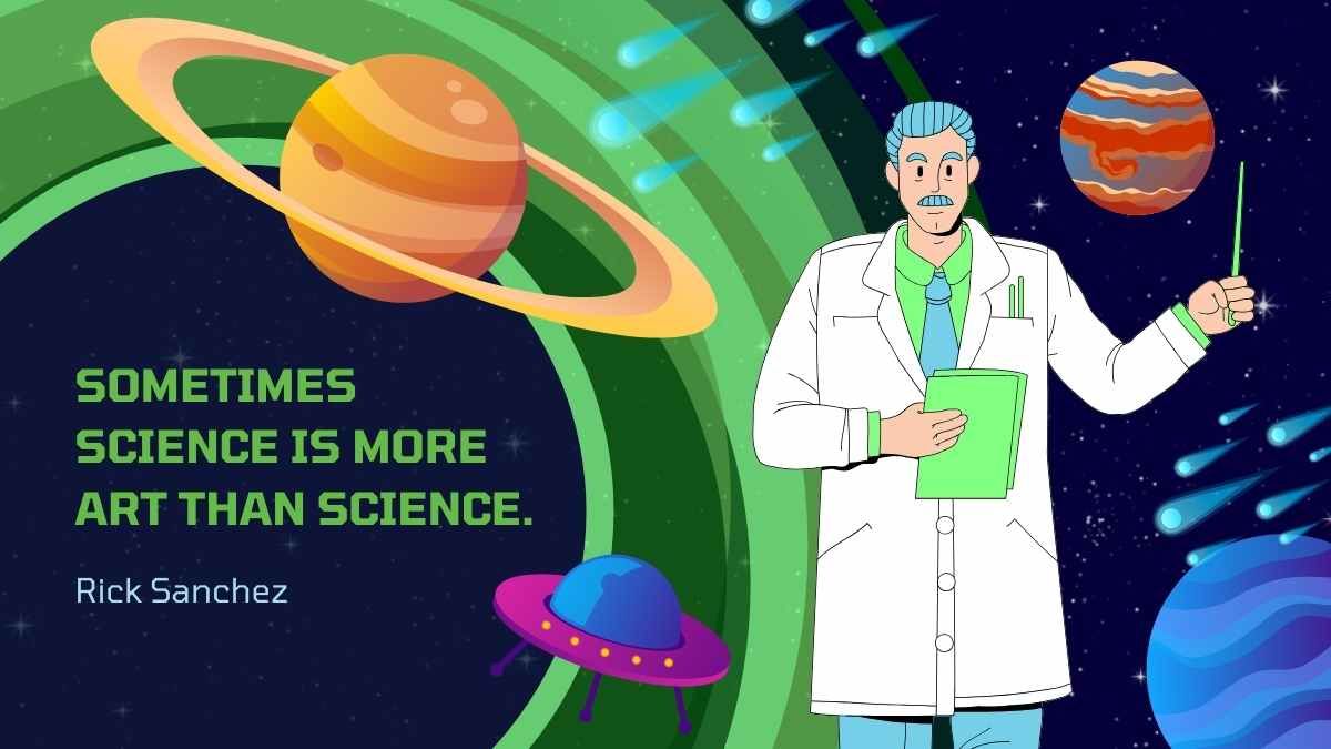 Illustrated Rick and Morty Sci-fi Background Slides - diapositiva 13