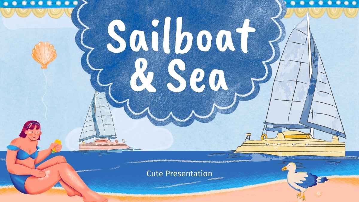 Illustrated Sailboat and Sea Slides - slide 1