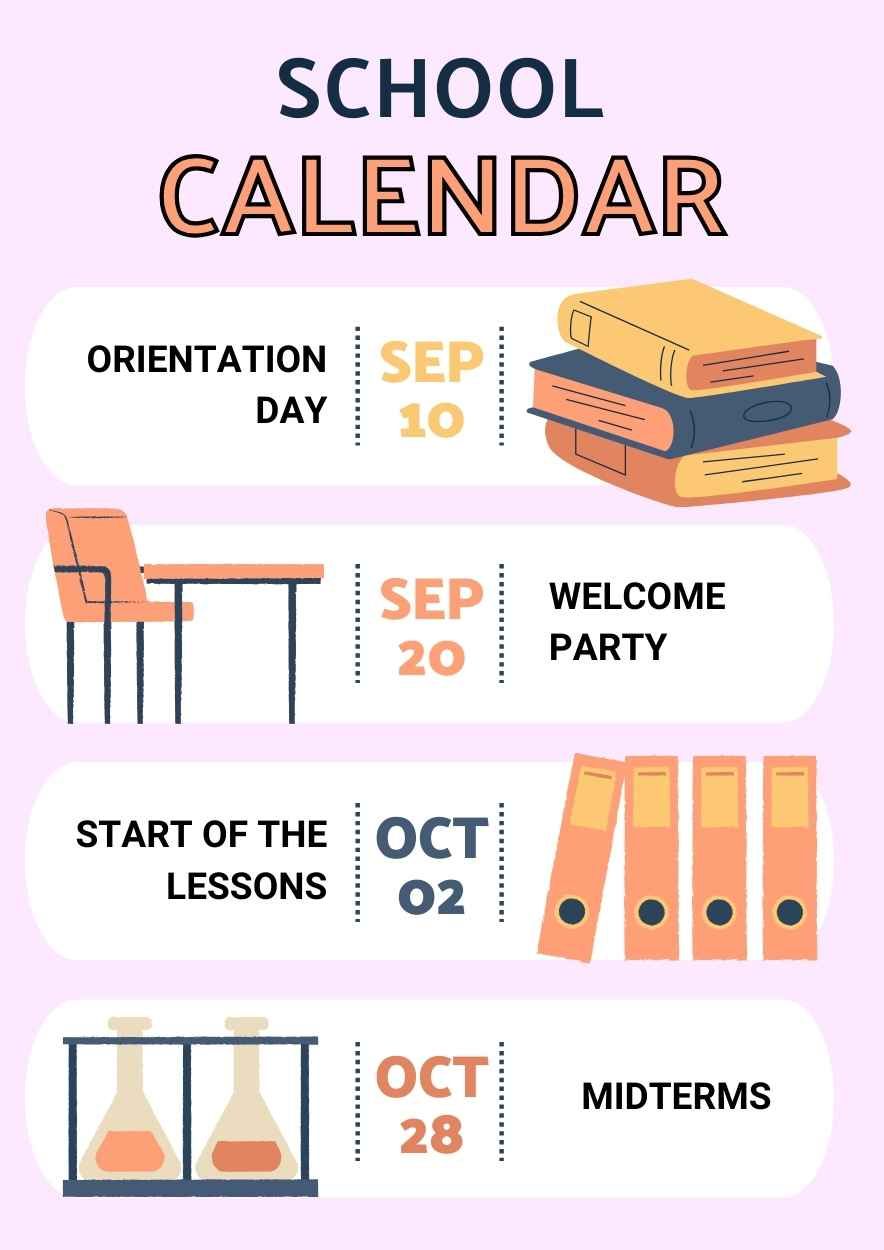 Illustrated School Calendar Poster - slide 1