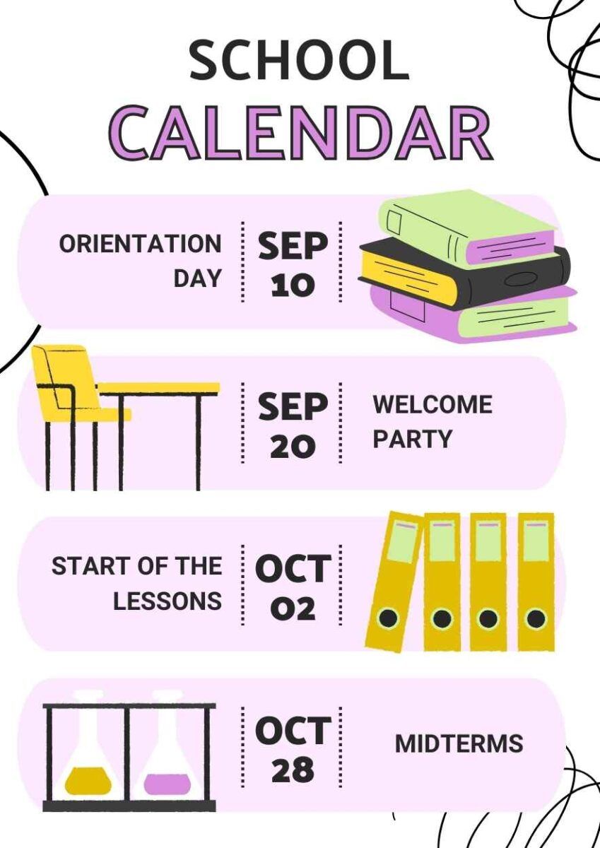 Illustrated School Calendar Poster