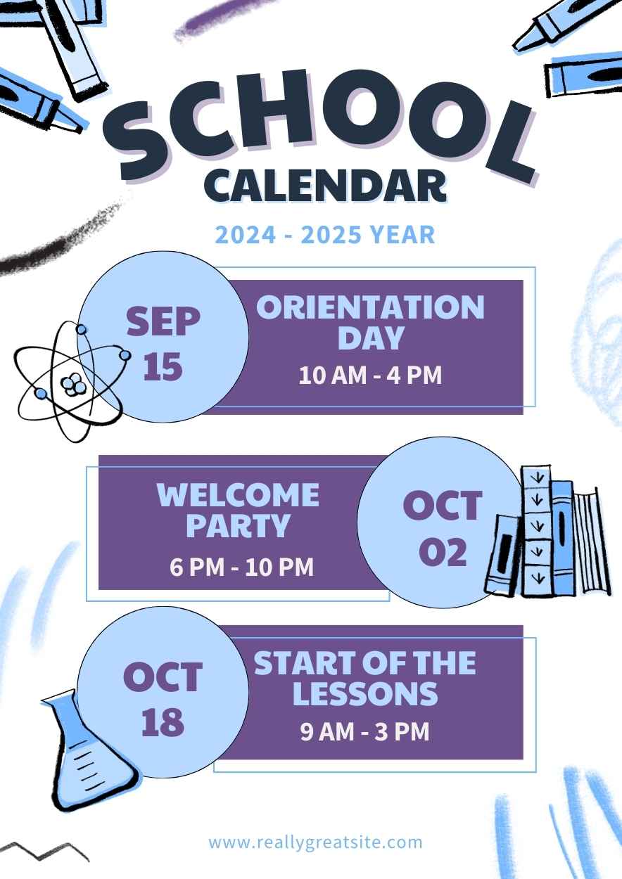 Illustrated School Calendar Poster - slide 3