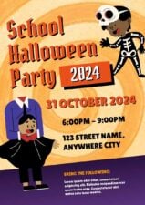 Illustrated School Halloween Party Poster for Students