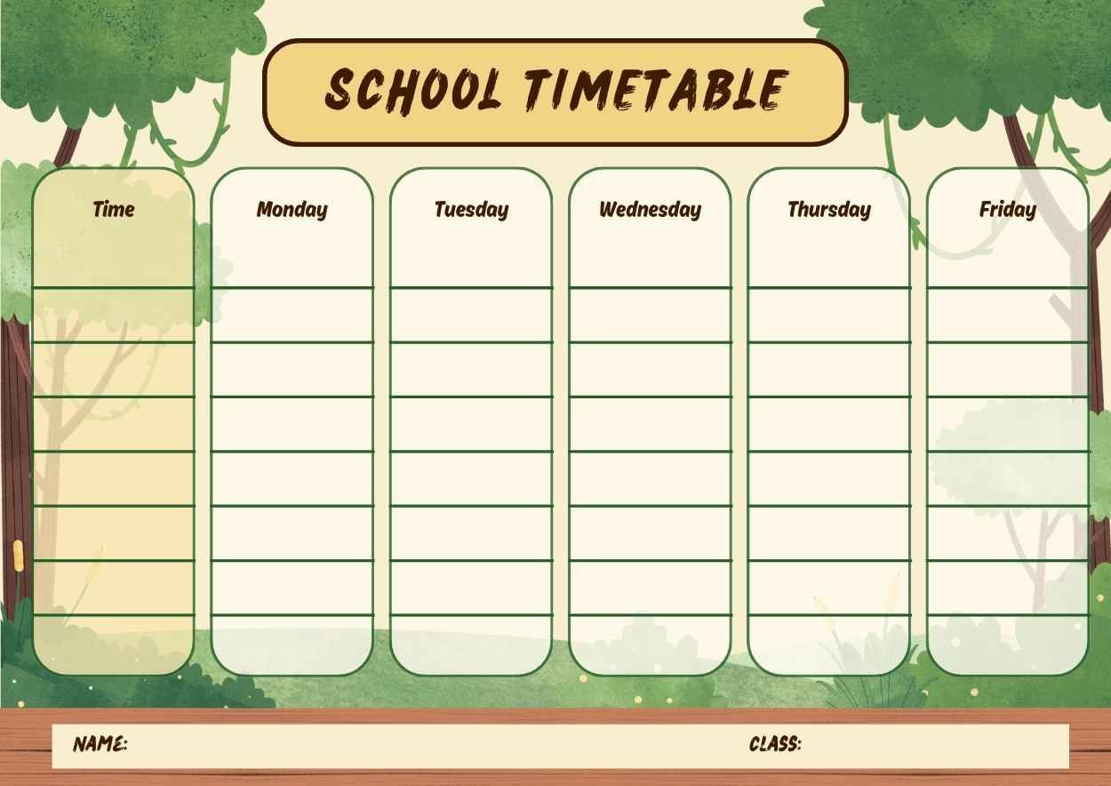 Illustrated School Timetable - slide 1