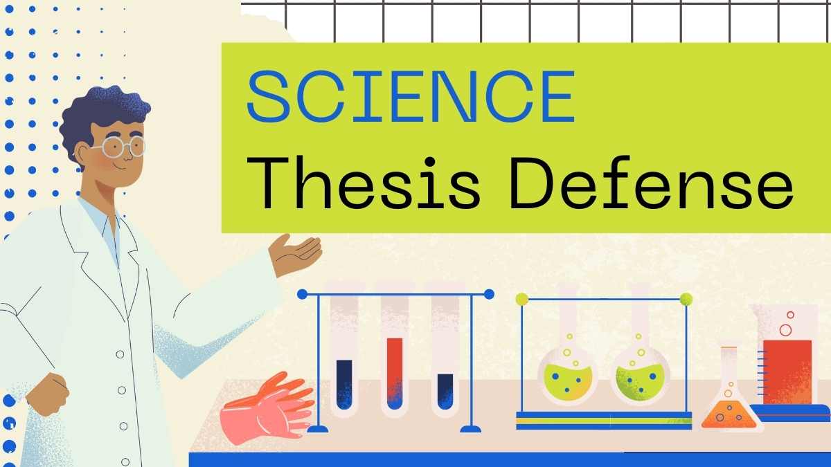 Slide Pertahanan Tesis Sains dengan Ilustrasi Menarik - slide 1