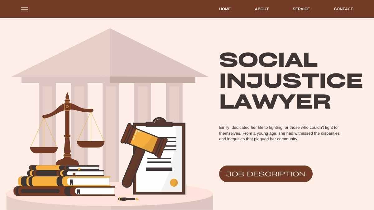 Illustrated Social Injustice Lawyer Job Description - diapositiva 1