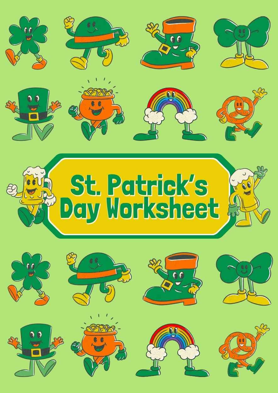 Illustrated St. Patricks Day Art Worksheet - slide 1