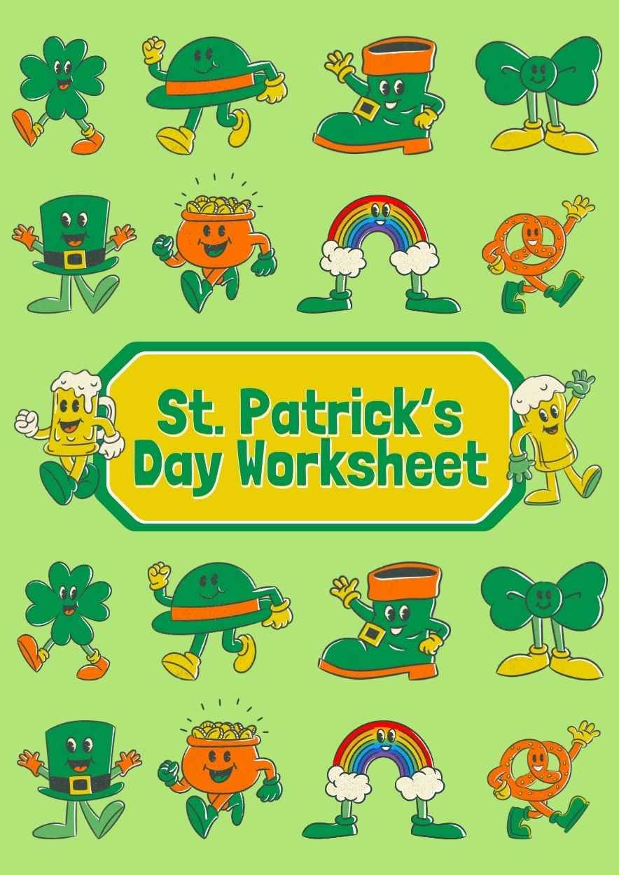 Illustrated St. Patricks Day Art Worksheet - diapositiva 1