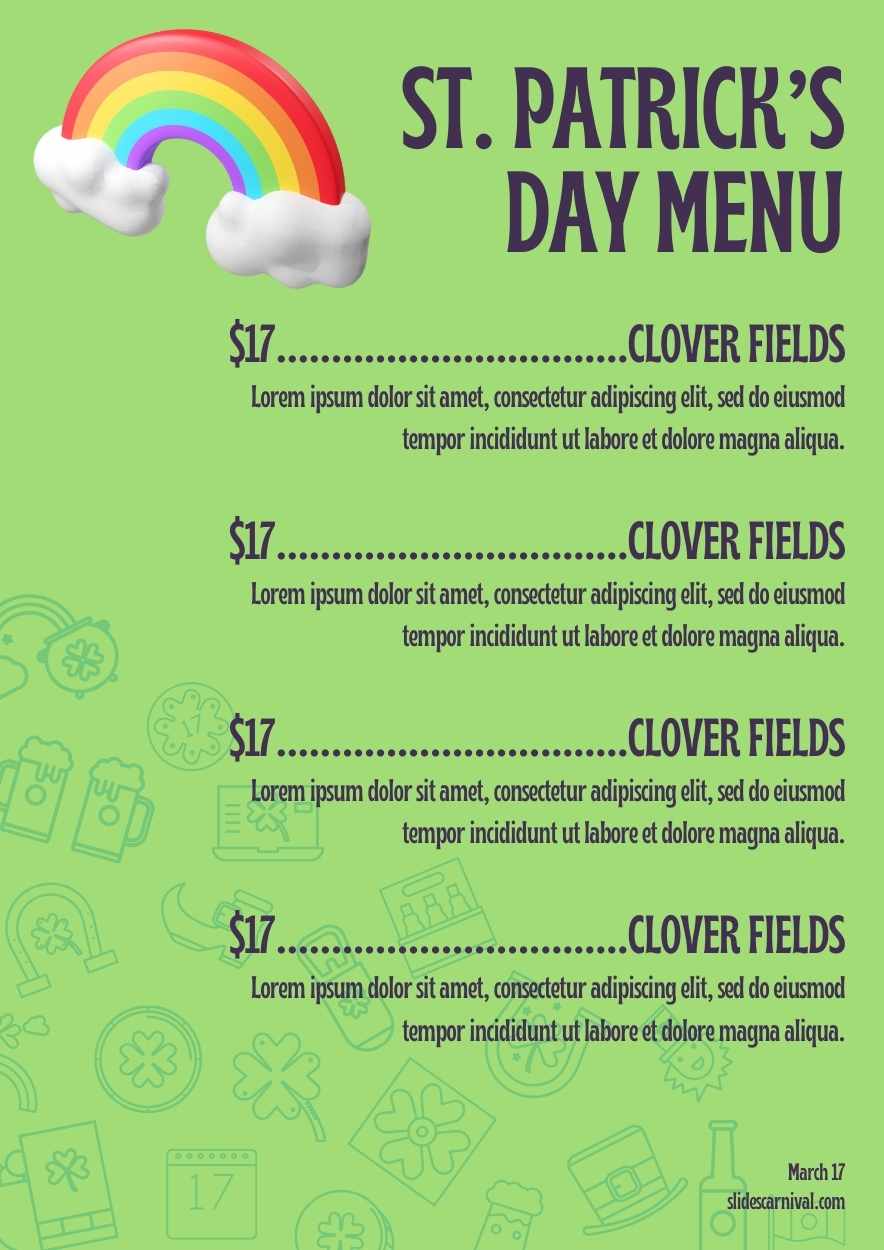 Illustrated St. Patricks Day Menu - slide 2