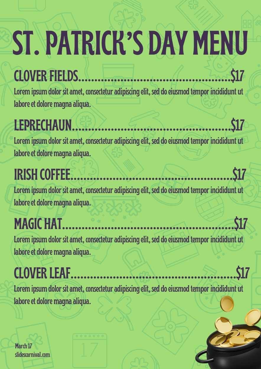 Illustrated St. Patricks Day Menu - slide 3