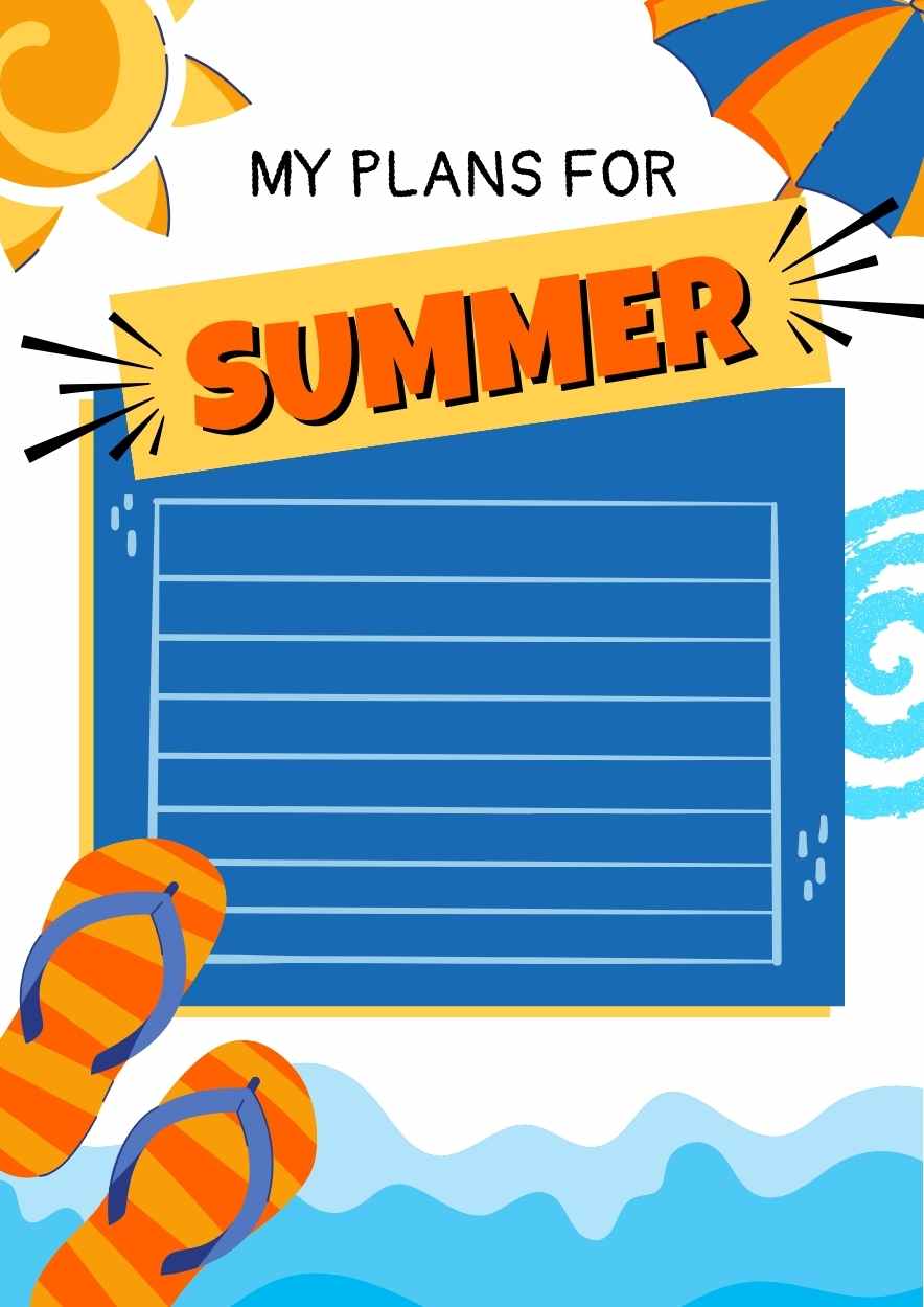 Illustrated Summer Vacation Plan Worksheet - slide 1