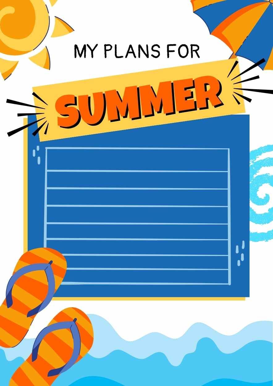 Illustrated Summer Vacation Plan Worksheet - diapositiva 1