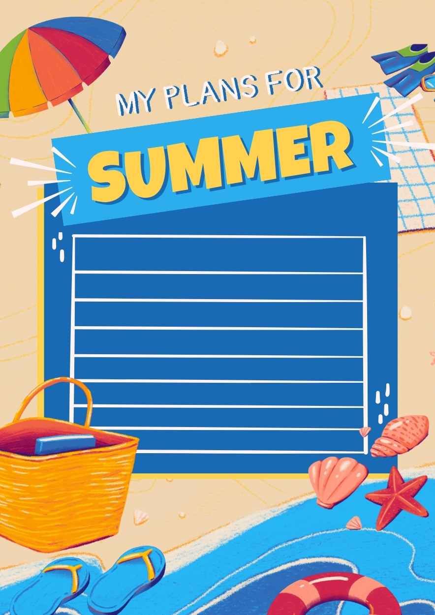 Illustrated Summer Vacation Plan Worksheet - diapositiva 2