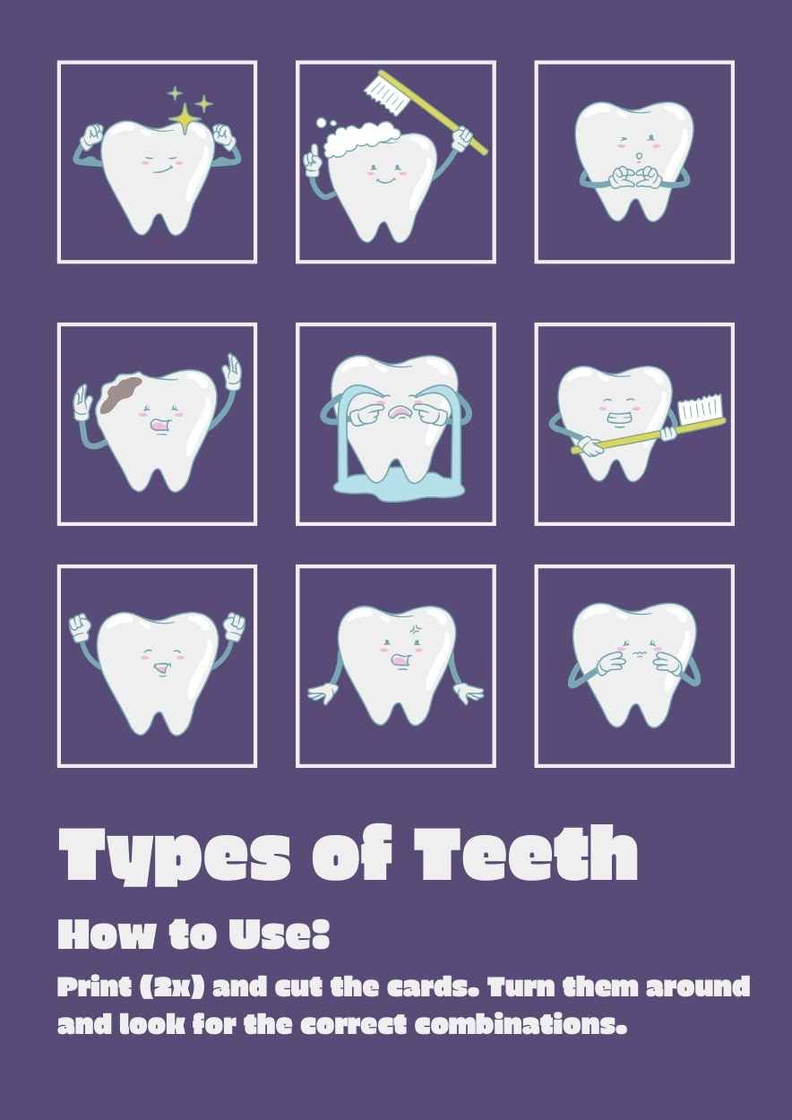 Illustrated Teeth Memory Game Worksheet - diapositiva 2