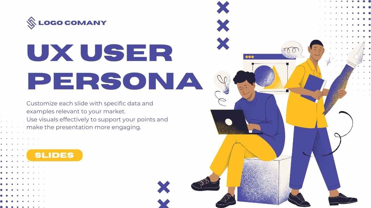 Illustrated UX User Persona Slides - diapositiva 1