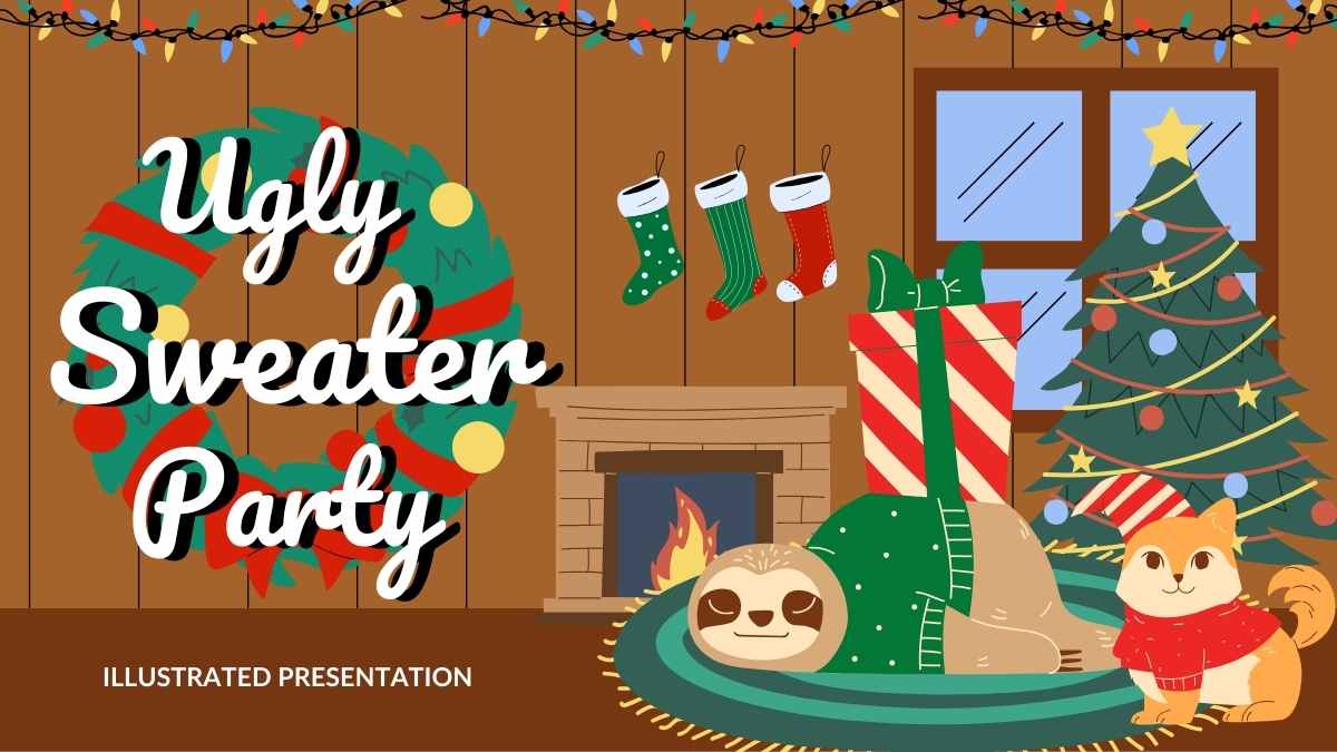 Illustrated Ugly Sweater Party Slides - slide 1