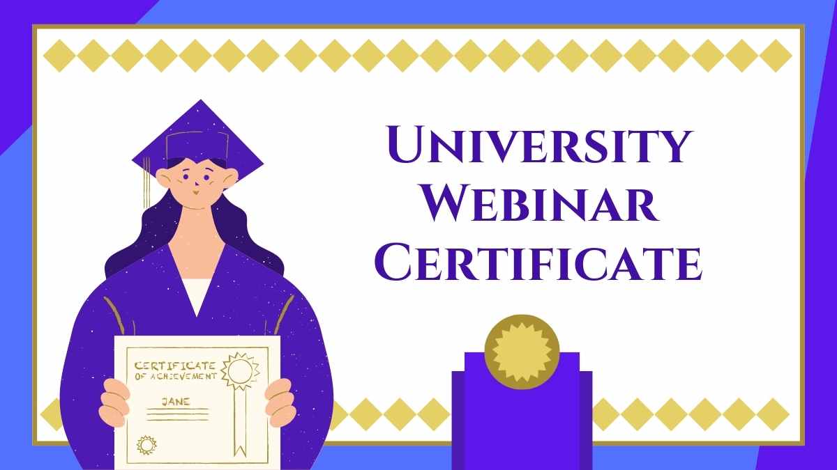 Certificado Ilustrado de Webinar Universitário - deslizar 1