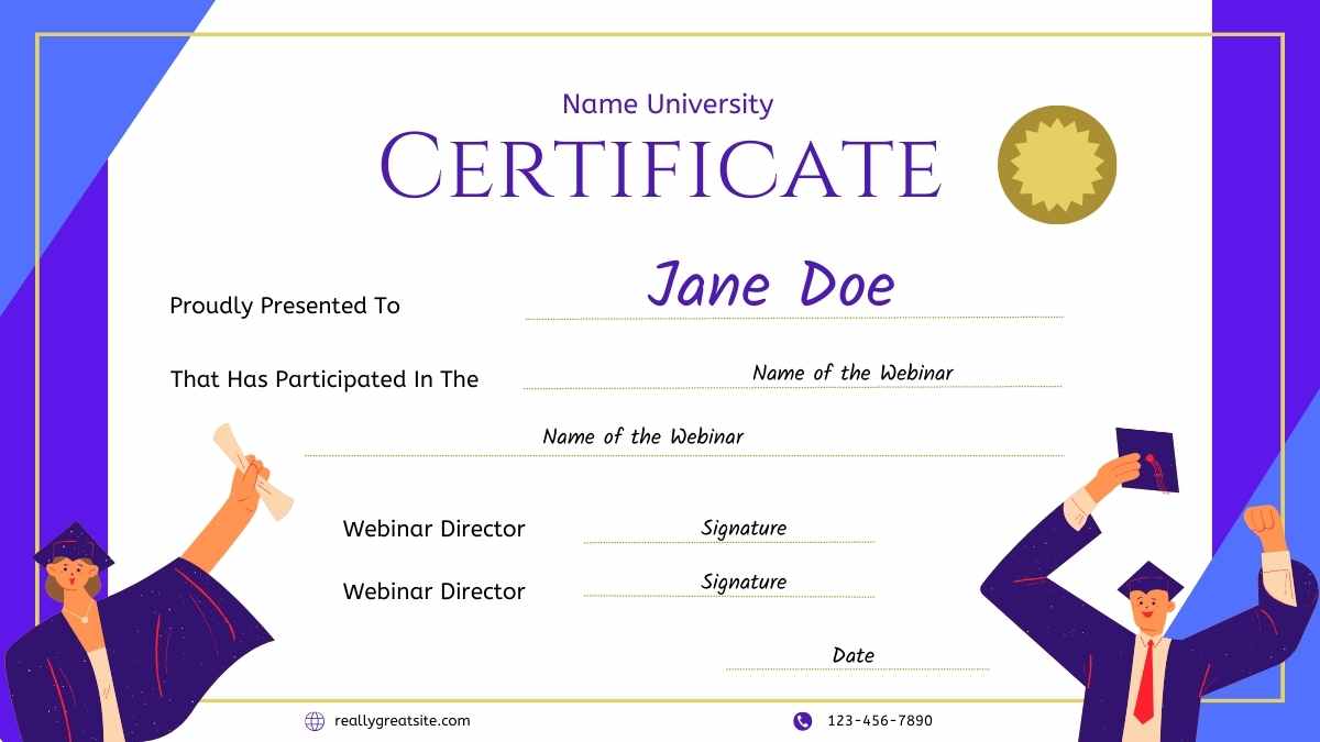 Certificado Ilustrado de Webinar Universitário - deslizar 4