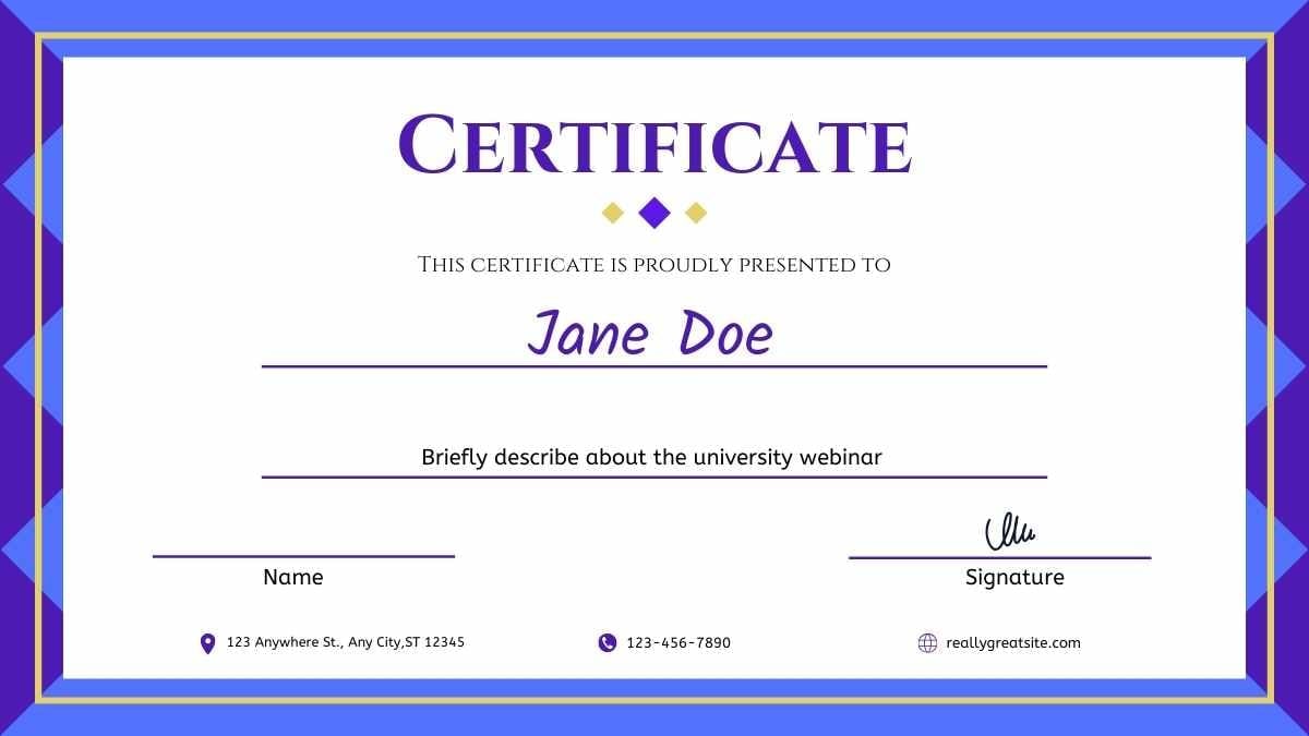 Certificado Ilustrado de Webinar Universitário - deslizar 7