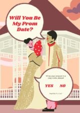 Illustrated Will You Be My Prom Date Invitation Card 2