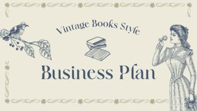 Plantillas de Plan de Negocios Estilo Libros Vintage en Marfil y Azul Marino