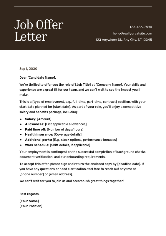 Job Offer Letter - slide 1