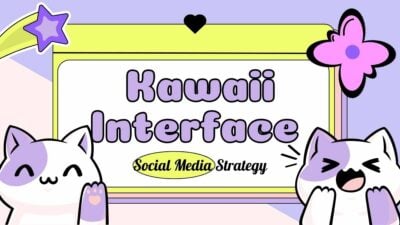 Slides de Estratégia de Mídias Sociais com Interface Kawaii