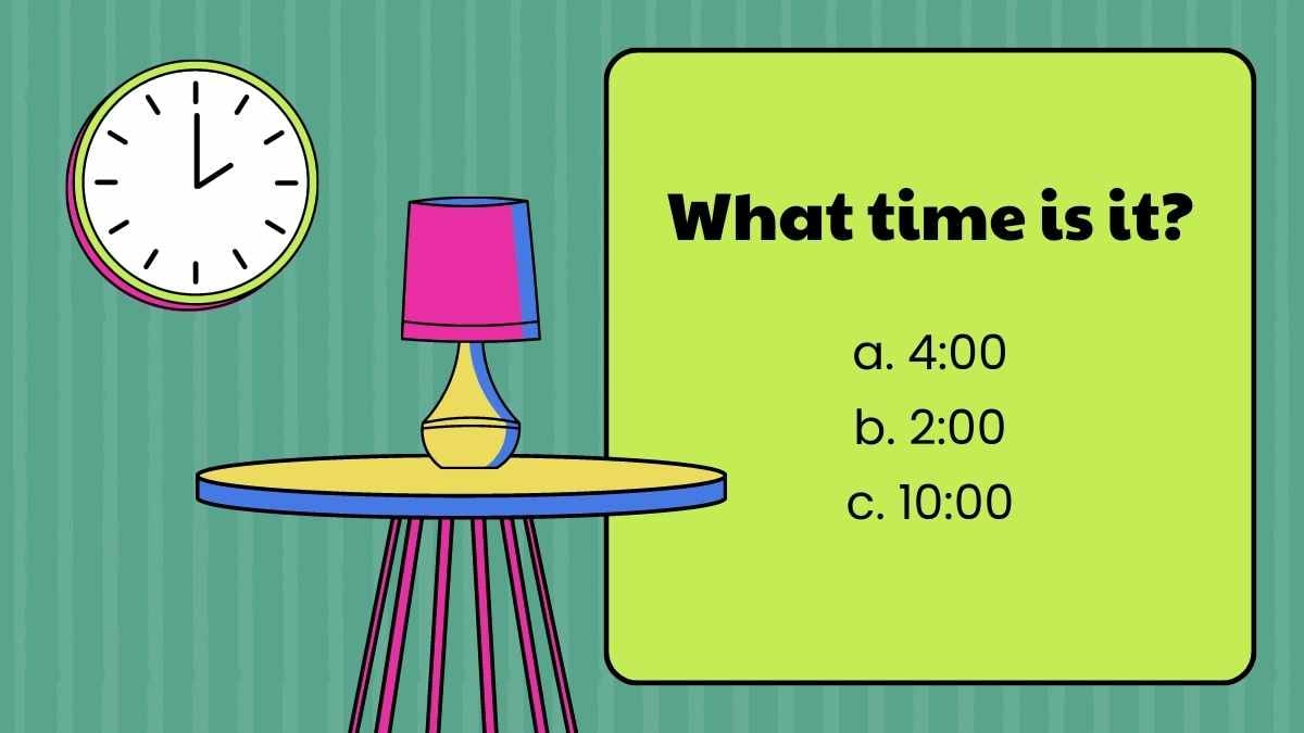 ¿Qué hora es? Plantillas para Quiz - diapositiva 7