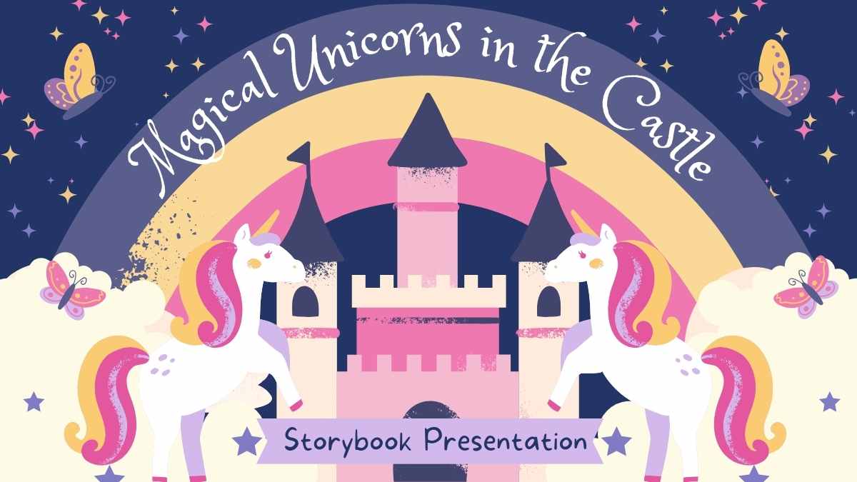 Plantillas de Cuento de Hadas: Unicornios Mágicos en el Castillo - diapositiva 1