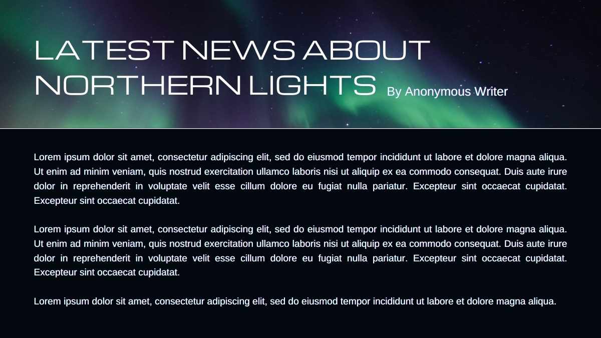 Slides de Newsletter Minimalistas e Elegantes Aurora Boreal - deslizar 5