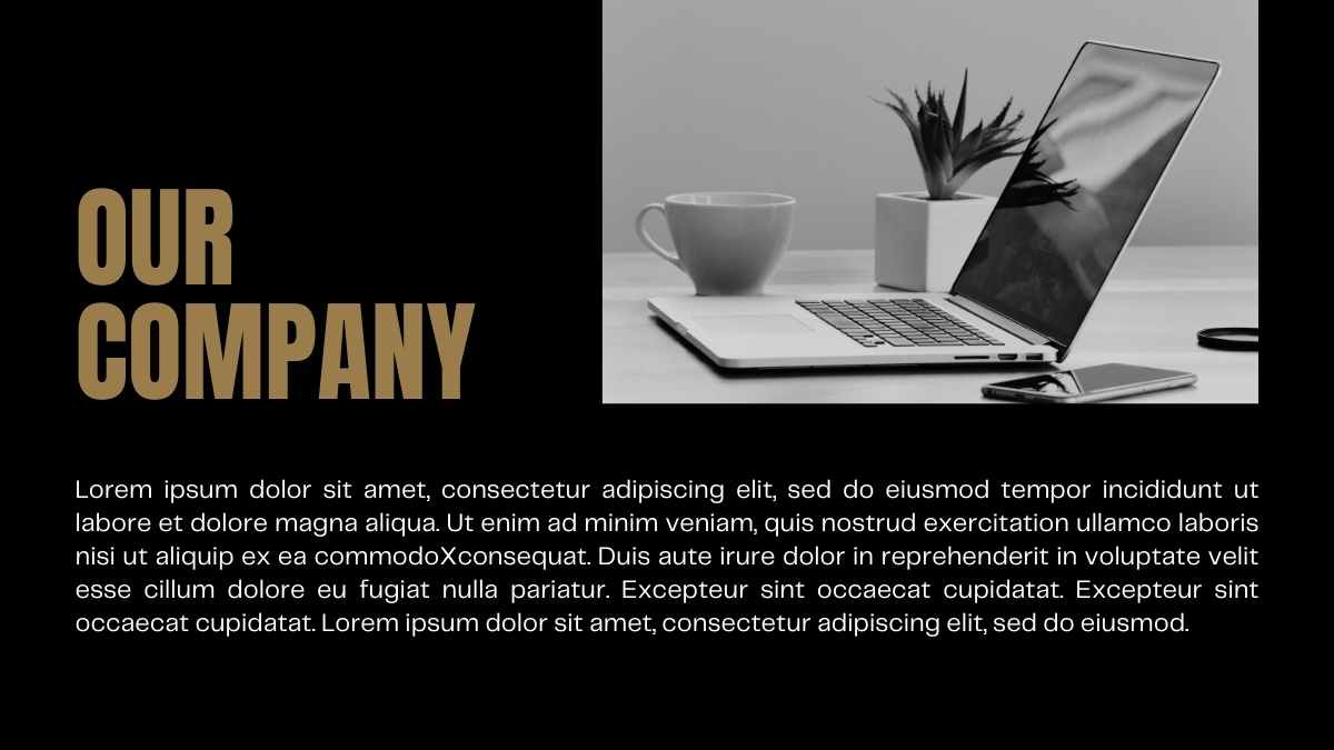 Pitch Deck Minimalista Preto e Dourado - deslizar 5