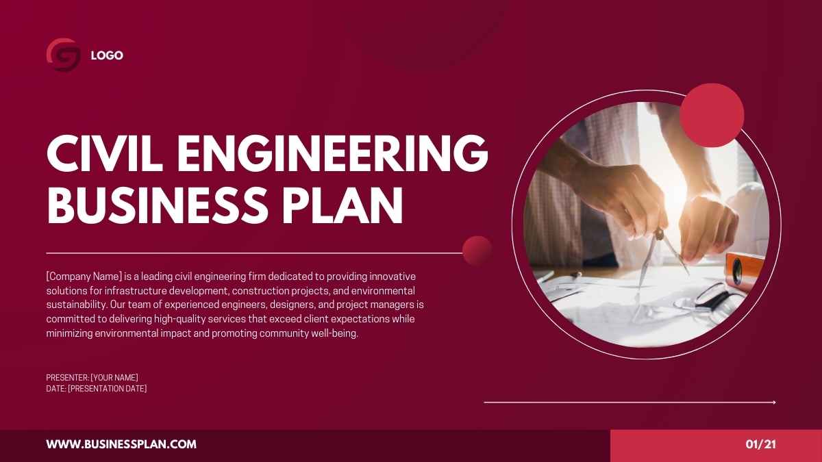 Minimal Civil Engineering Business Plan Slides - slide 1