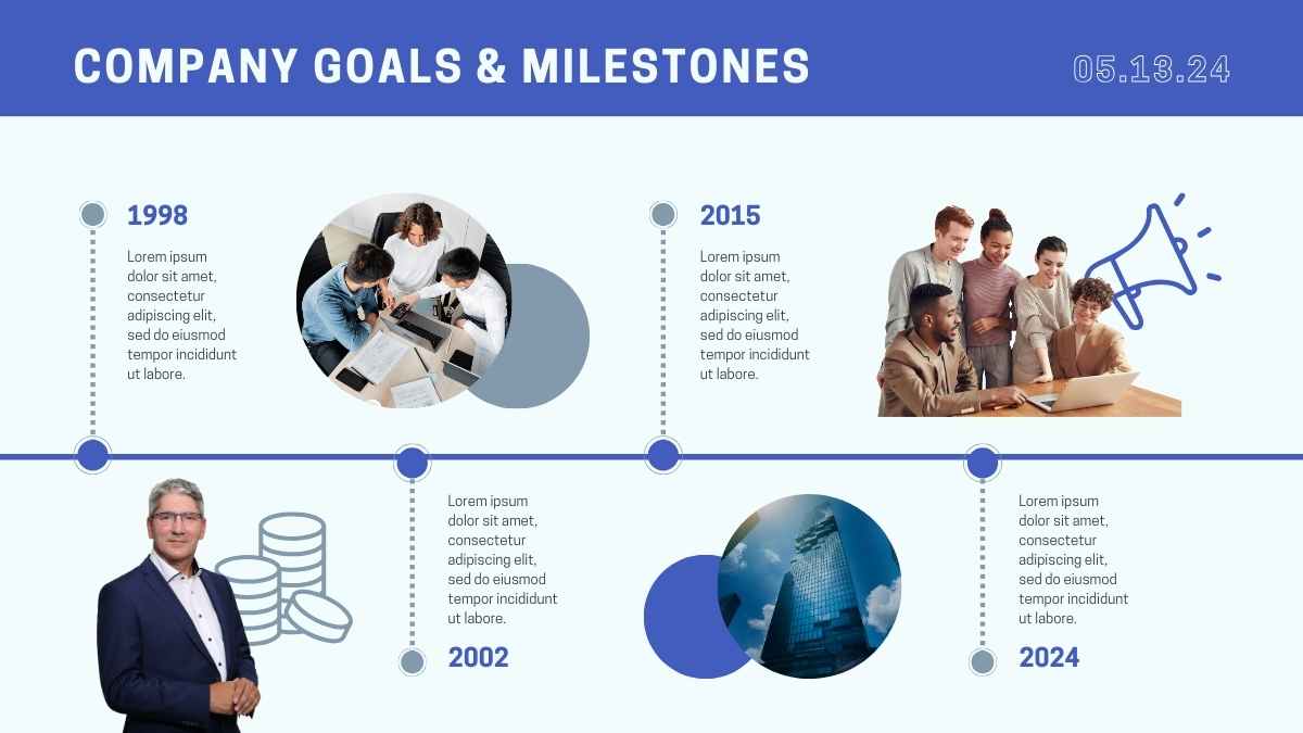 Infografis Tujuan dan Milestone Perusahaan Minimalis - slide 2