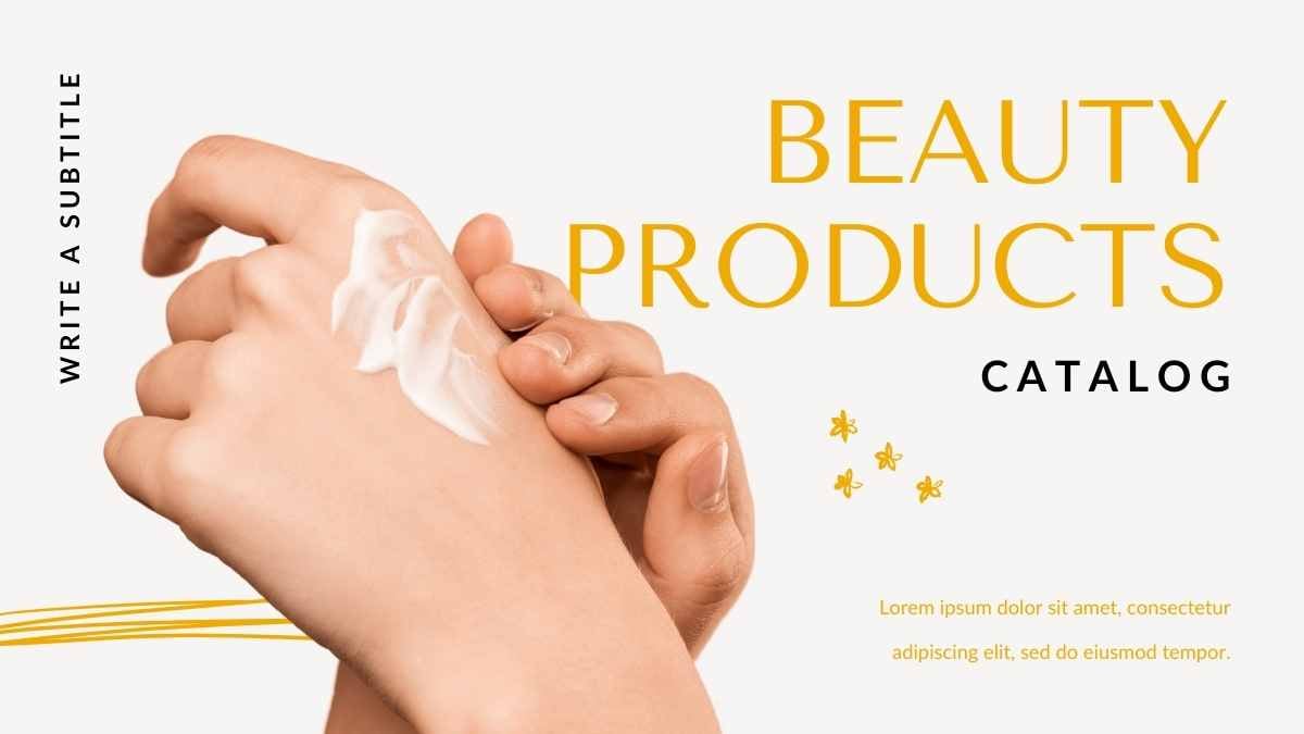 Catálogo de Productos de Belleza Minimalista con Garabatos Plantillas - diapositiva 1