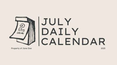 Slide Kalender Harian Minimal Juli yang Elegan