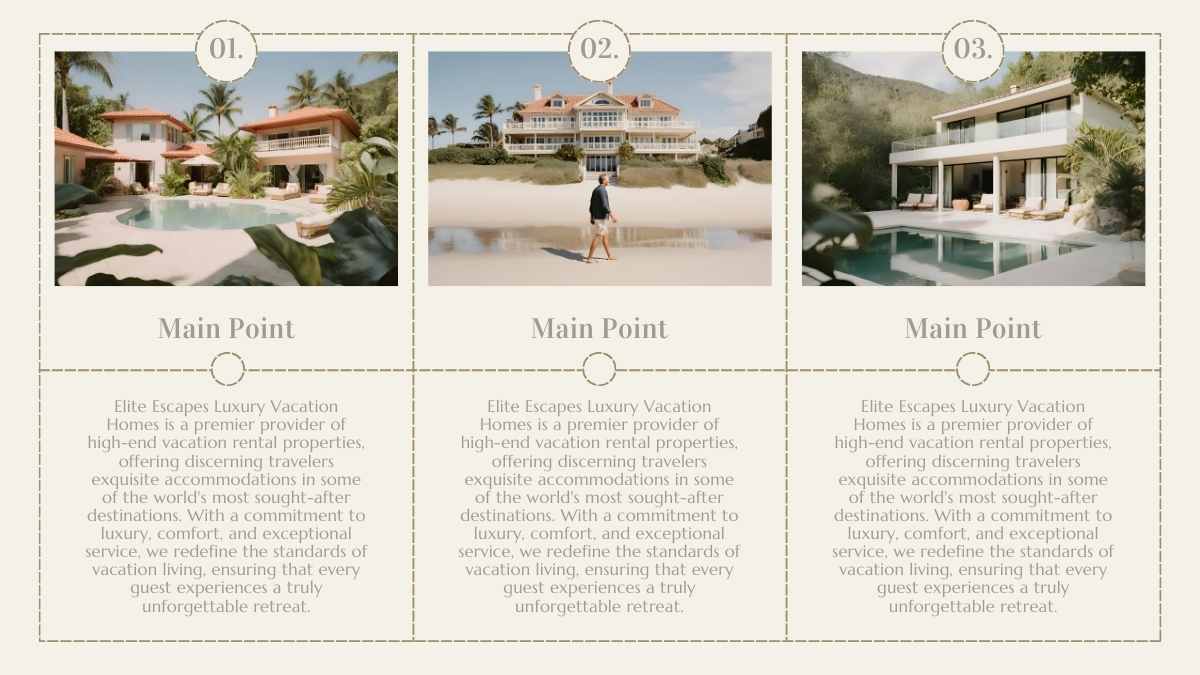 Minimal Luxury Vacation Homes Company Profile Slides - slide 4