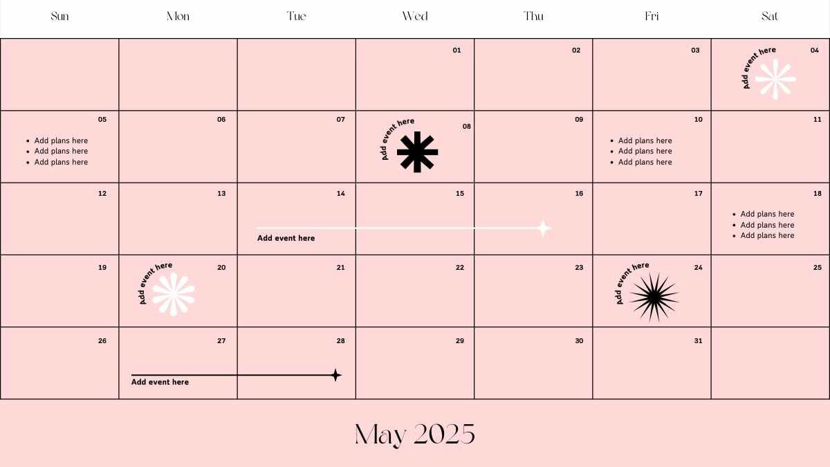 Plantillas Diarias Minimalistas de Calendario para Mayo - diapositiva 3