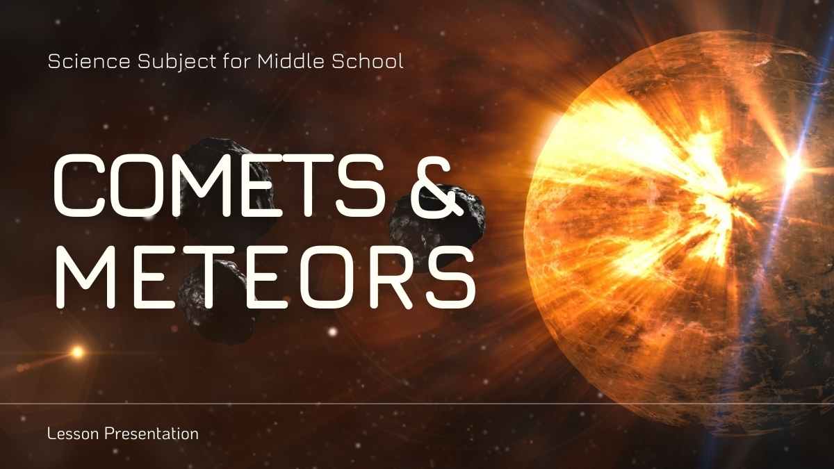 Slide Minimal Mengenai Komet dan Meteor untuk Pelajaran Sains - slide 1