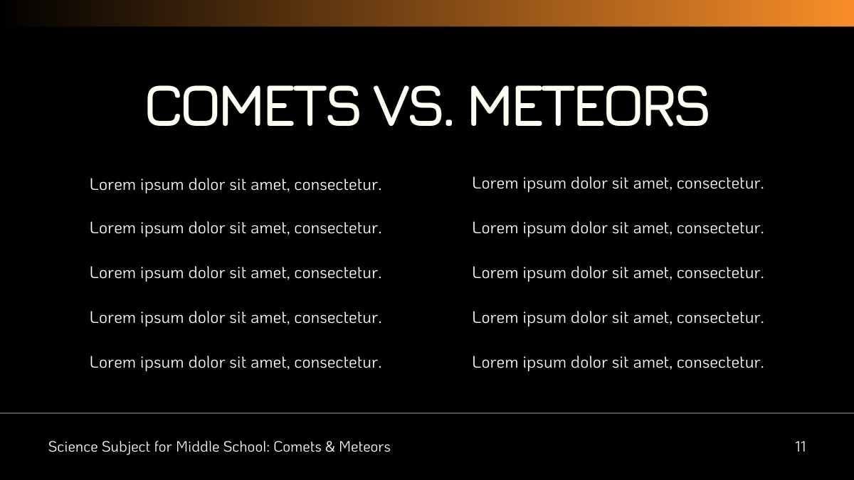 Slide Minimal Mengenai Komet dan Meteor untuk Pelajaran Sains - slide 13