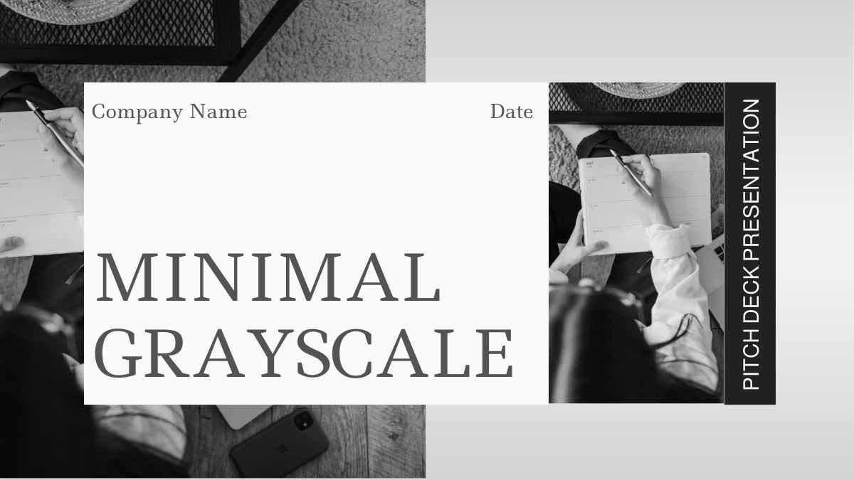 Minimalist Grayscale Pitch Deck - slide 1