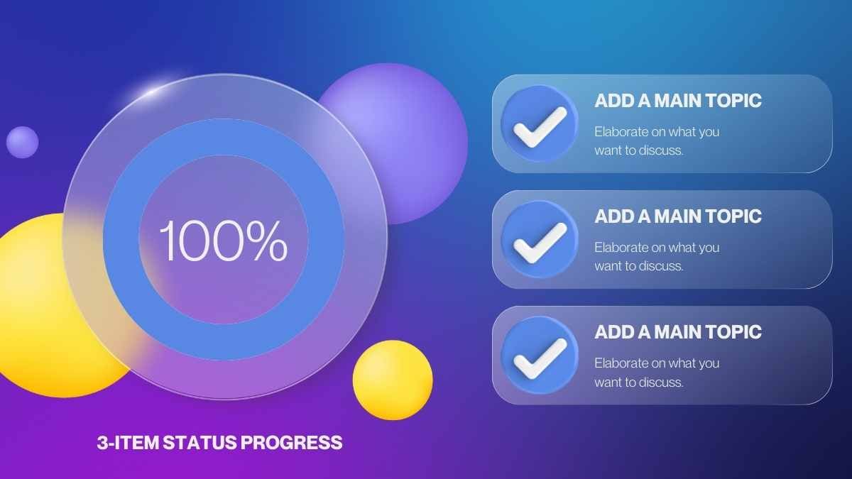 Modern 3D 3-Item Status Process Infographic - slide 1