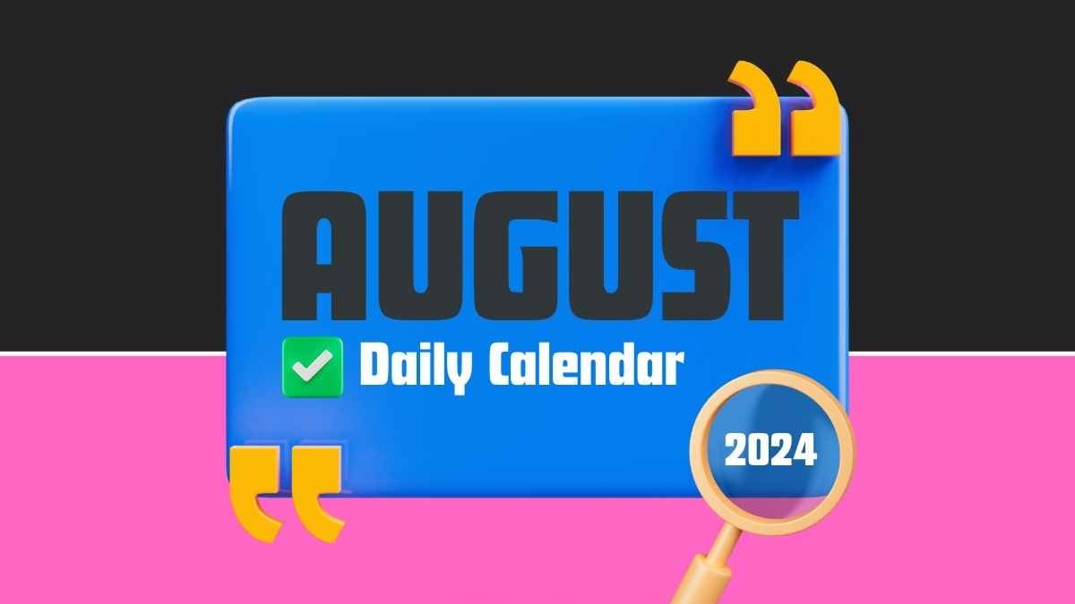 Modern 3D August Daily Calendar Slides - slide 1