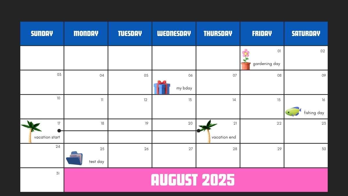 Modern 3D August 2025 Daily Calendar Slides - slide 3