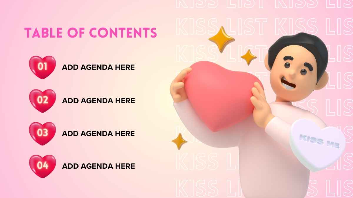 Modern 3D Kiss List Slides - slide 3