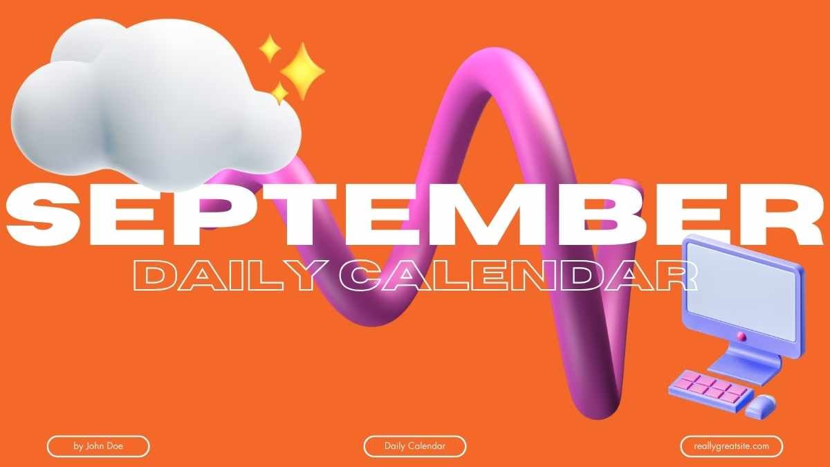 Plantillas Modernas de Calendario Diario 3D de Septiembre - diapositiva 1